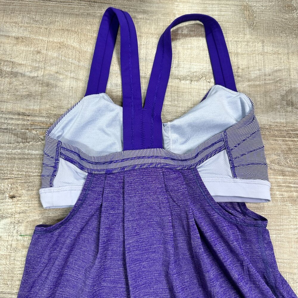 Lululemon Purple Rest Less Heathered Bruised Berry Wee Stripe cinched tank 4 - Picture 8 of 11